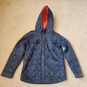 The North Face Youth Quilted Lightweight Snap Closure Jacket, Navy Orange Size 6